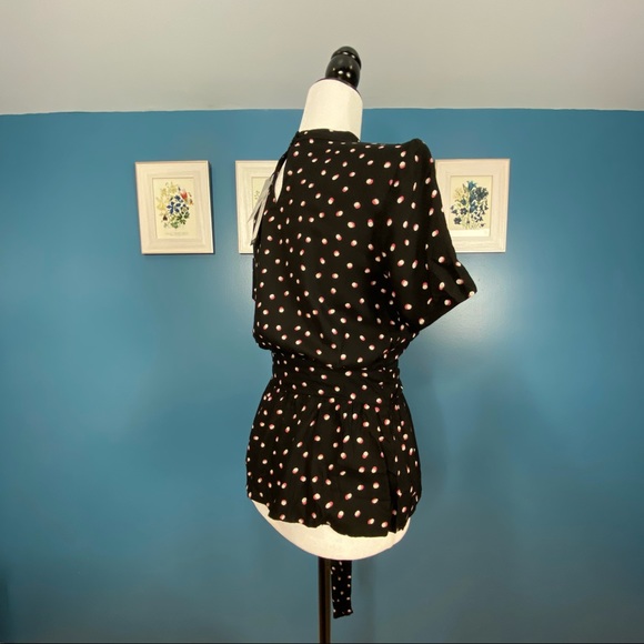 NWT Vero Moda Black Polka Dot Bow Tie Top XS - Picture 6 of 16